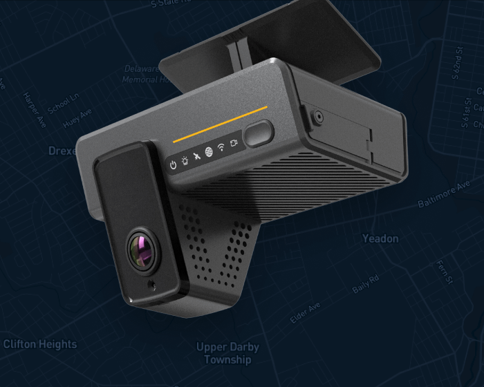 AI dashcam for trucks with a map in the background